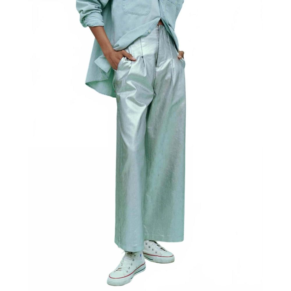 NEW THE GREAT. sculpted trouser in silver